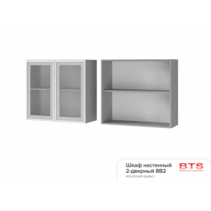 Шкаф настенный 2-дверный со стеклом Титан 8В2