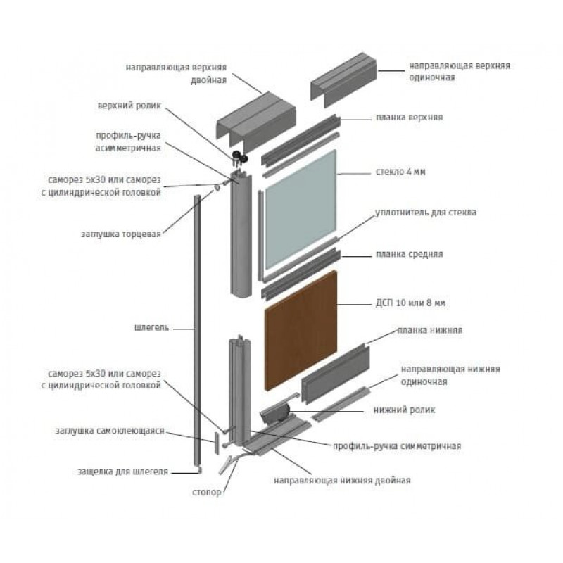 Схема сборки дверей купе