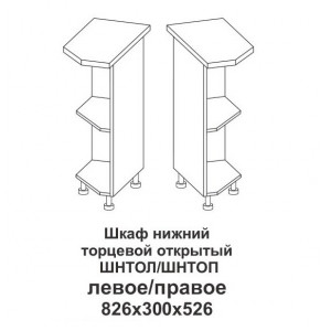 Шкаф нижний торцевой открытый левый Крафт, дуб сонома