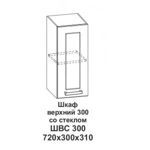 Шкаф верхний 300 со стеклом Крафт