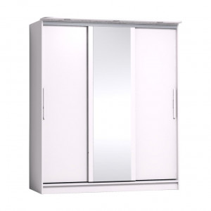 Шкаф-купе Strike 1800 зеркало/лдсп (Белый) с карнизом