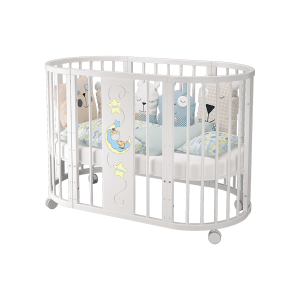 Кровать для новорожденных Эстель овальная белая