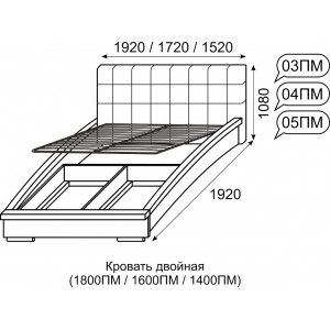 Кровать Луиза 03ПМ  140*200 с подъемным механизмом и ящиком для белья, без матраса