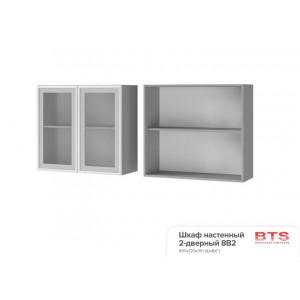 Шкаф настенный 2-дверный со стеклом Титан 8В2