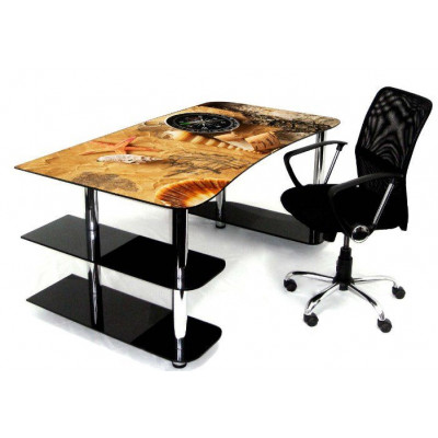 Стеклянный компьютерный стол КС-36