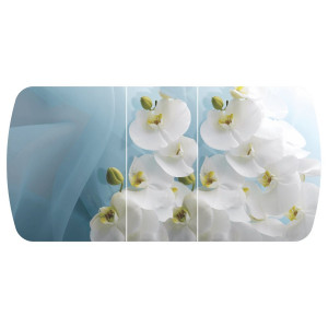 Стол раздвижной Бостон - 3 фотопечать Белая орхидея с цельной вставкой