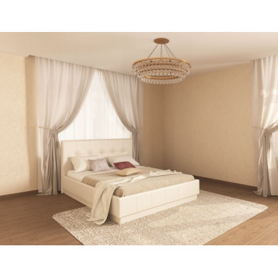 Кровать Локарно кожаная 180*200 с латами, бежевый
