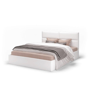 Кровать Сити 1600 с подъемным механизмом экокожа vega white